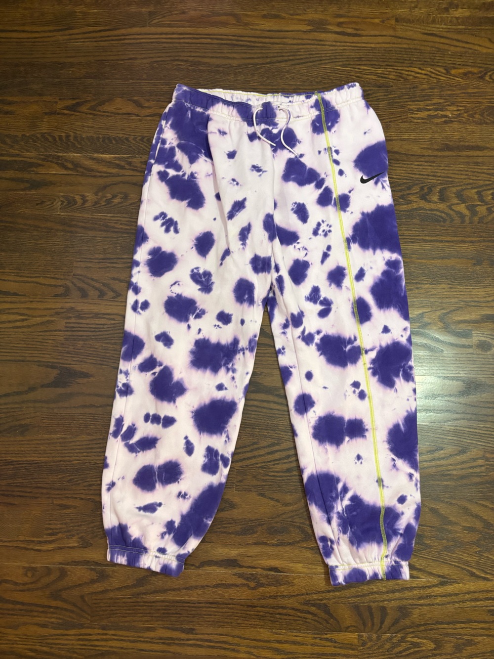 Nike Purple Tie-Dye Track Joggers pants with Yellow Accent